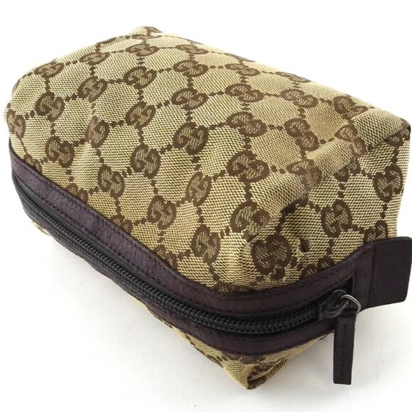 GUCCI Pouch GG Canvas Beige Canvas ?~ Leather Authentic Used T20203 - Picture 6 of 8